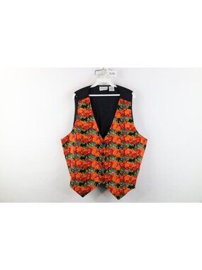 Vintage 90s Streetwear Womens 24W Halloween Pumpkin Spider Button Vest Jacket